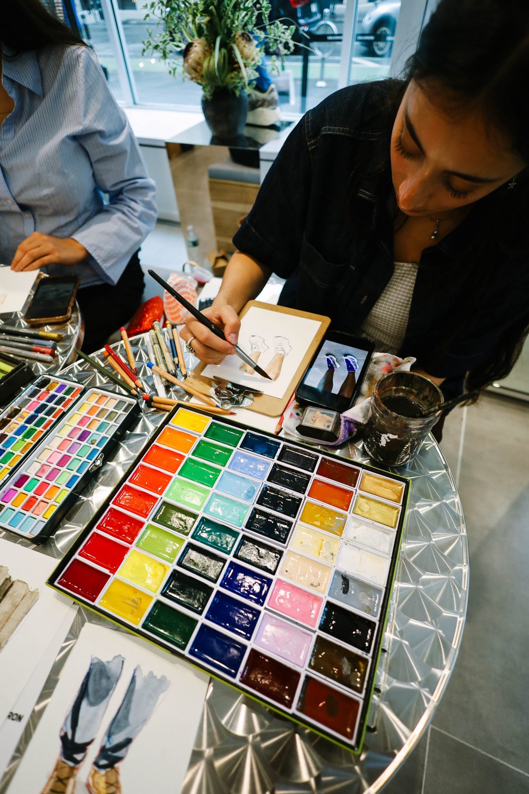 Live art station — watercolour sketching